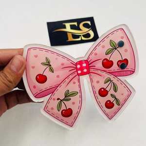 Support à cils en acrylique Cherry Bow Love Lash, instrument de beauté, motif nœud imprimé mignon, support à cils esthétique rose pastel, service OEM - Product Image 6