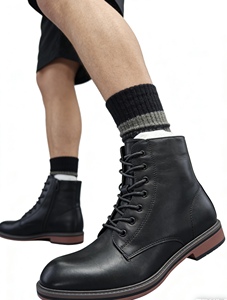 <span class=keywords><strong>Stivali</strong></span> da <span class=keywords><strong>Uomo</strong></span> di Alta Qualità con Cerniera e Lacci, Suola Nera con Cuciture, <span class=keywords><strong>Stivali</strong></span> Eleganti e Casual per <span class=keywords><strong>Uomo</strong></span> - Product Image 3