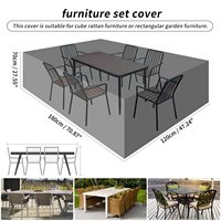 Ensemble de meubles de table et de chaises coupe-vent pour patio, couvertures rectangulaires de jardin imperméables anti-UV