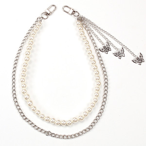 โซ่คาดเอวผีเสื้อมุกสีเงินสำหรับกางเกงยีนส์  เครื่องประดับสำหรับผู้หญิง - Product Image 4