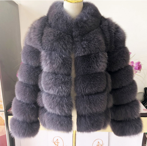 Giacca in Vera <span class=keywords><strong>Pelliccia</strong></span> di Volpe Naturale per <span class=keywords><strong>Donna</strong></span>, Calda <span class=keywords><strong>e</strong></span> Alla Moda, Gilet con Collo Alto, Manica Lunga, <span class=keywords><strong>Cappotto</strong></span> in <span class=keywords><strong>Pelle</strong></span> - Product Image 5