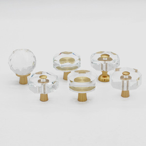 Acrylic <b>Crystal</b> Cabinet <b>Knobs</b> Octagonal 30mm Modern Design For Drawer Doors Easy Installation - Product Image 3
