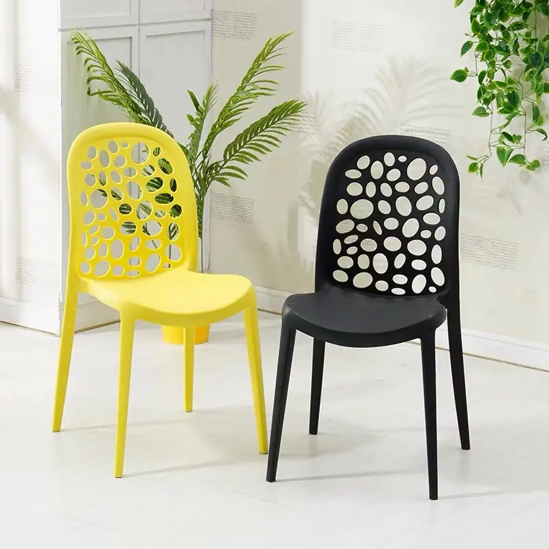 Bazhou BIAODIAN 제조자 식당 가구 강한 거품 뒤 노란 플라스틱 쌓을수 있는 의자