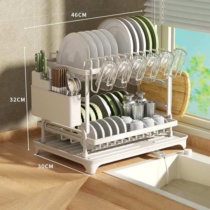 Escurridor de platos autovaciante - Modelo de lujo blanco