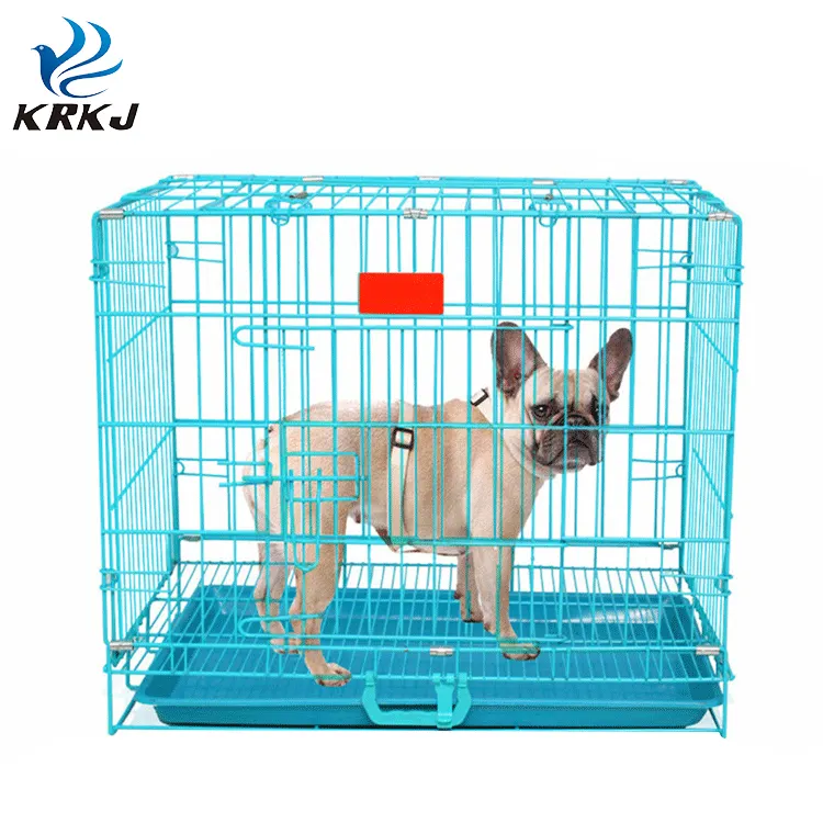 TC4304 Different size available wholesale collapsible foldable thickness iron wire pet dog cage with tray