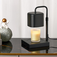 Lampe chauffe-bougie électrique de luxe moderne en métal noir, réglable en hauteur, avec variateur d'intensité et fonction aromathérapie