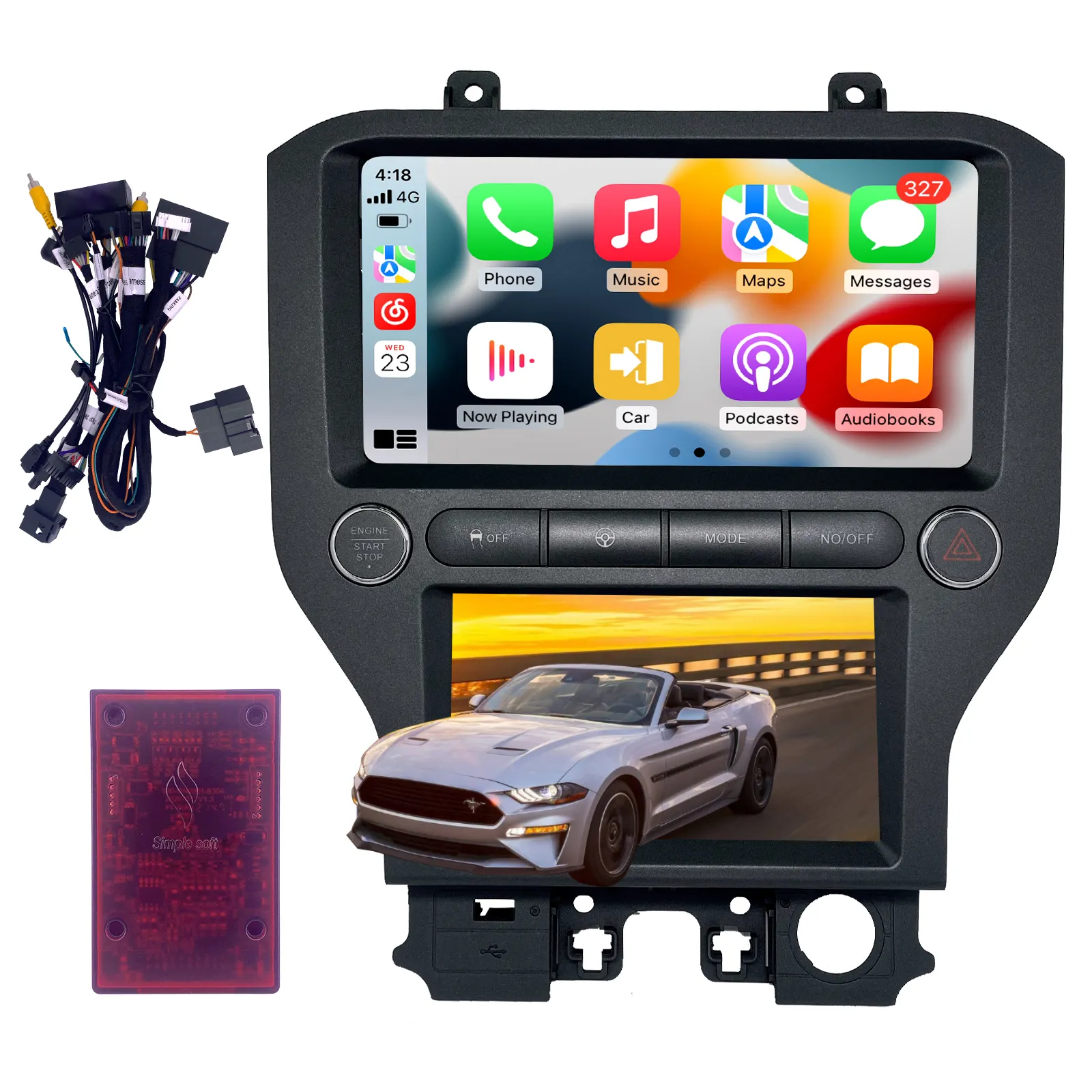 Ford Mustang 2015-2021 Radio de coche/reproductor de DVD TS10 Android12 reproductor Multimedia de coche Panel Simple estéreo 4 + 64G 8 Core Soft & KS 9"