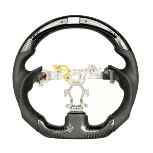 Volant en cuir perforé noir brillant en fibre de carbone avec LED style course pour Infiniti G37 G37X G25 G40 - Product Image 1