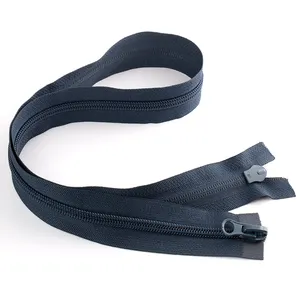 Premium Quality Dark Blue Detachable Nylon Two-Way Separator Zippers For Garments And Bags
