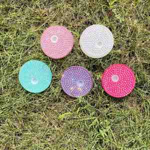 High Quality Reusable Multicolored Bling Rhinestone Replacement <b>Mason</b> <b>Jar</b> <b>Lids</b> <b>With</b> Straw Hole for 16oz Glass Can Cups and Mugs - Product Image 1