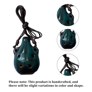 1pc Ocarina artisanale à 6 trous, transformée au four, petite goutte d'eau, avec cordon de suspension - Product Image 6
