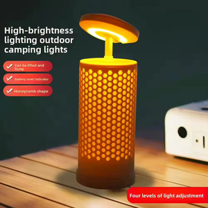 Portable LED Camping Lamp with Hexagonal Mesh Design Warm White <b>Light</b> IP65 Waterproof Rechargeable for Outdoor Use - Product Image 3