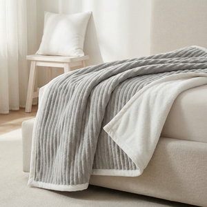 Manta de Franela Acanalada Jacquard 3D para Todas las Estaciones, Ligera y Transpirable, para Cama de Hotel, Ideal para Habitaciones con Aire Acondicionado en Verano e Invierno - Product Image 1