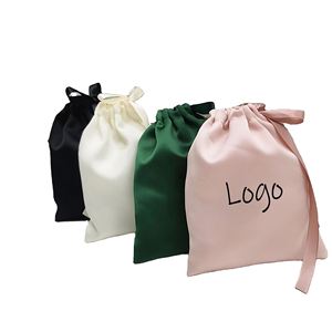 Satin Bag Custom Silk Bags Storage Pouch Printed Logo Gift Drawstring Pouches for Jewelry Drawstring Pouch Soft Satin Hair Bag - Product Image 1