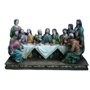 Commercio all'ingrosso religiosa 3d in resina ultima cena scultura per la vendita