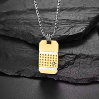 Style de tir de rue européen et américain or noir mat contre la marée de couleur pendentif en acier inoxydable marque de l'armée collier Zircon