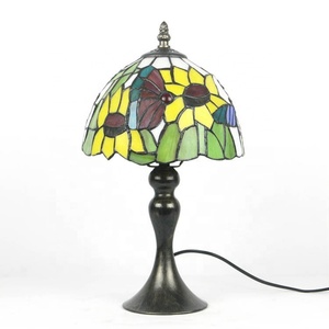 LongHuiJing 8 Inch for Style Butterfly Dome Stained Glass LED Lamp Zinc Alloy Base AC Powered Simple Eco-Friendly - Product Image 3
