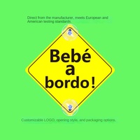 Autocollant personnalisable pour voiture, style dessin animé, en PP écologique, avec double ventouse 'Bébé à bord'