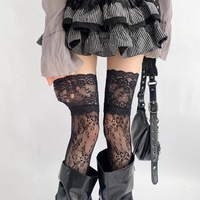 Collants et chaussettes sexy en dentelle à motif léopard blanc pour femme, style JK, au-dessus du genou, pour robe de mode et tenue quotidienne – Vente en gros