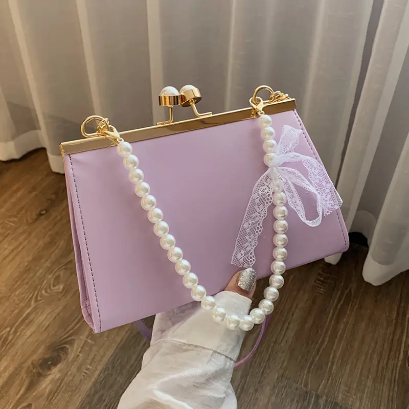 OEM716 New small 2023 female bag trendy fashion pearl leather shoulder bag western style small square handbags for women