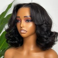 Pelucas cortas de cabello humano con ondas suaves y encaje frontal, densidad 200, sin pegamento, brasileñas HD, precio mayorista.