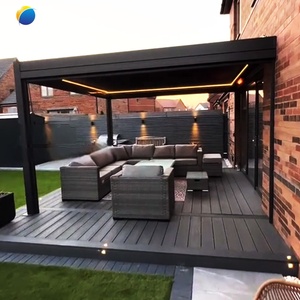 SUNTO Pergola extérieure moderne <span class=keywords><strong>de</strong></span> luxe en aluminium étanche persienne toit en métal <span class=keywords><strong>jardin</strong></span> Pergola persienne pavillon pour balcon Nature - Product Image 1