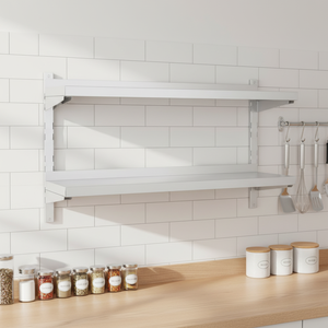 Étagère murale en acier inoxydable à deux niveaux pour la cuisine ou la restauration - Product Image 4
