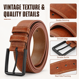 <span class=keywords><strong>Ceinture</strong></span> en <span class=keywords><strong>cuir</strong></span> décontractée pour <span class=keywords><strong>homme</strong></span>, <span class=keywords><strong>ceinture</strong></span> en <span class=keywords><strong>cuir</strong></span> vintage pour jeans, boucle à ardillon noire, OEM ODM, <span class=keywords><strong>ceinture</strong></span> de taille pour la vente en gros - Product Image 2