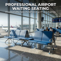 Banc d'attente moderne pour terminal aéroportuaire, assise en rangée 3 places pour salon d'aéroport et intégration d'infrastructure spatiale commerciale