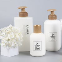 Flacon rond vide en plastique, contenant à shampoing, personnalisé, emballage cosmétique, à pompe, en plastique PE, ml