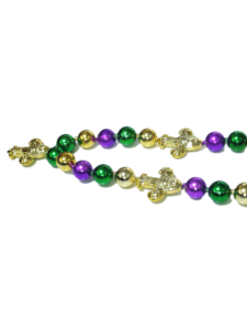 Jumbo Mardi Gras Bead Fleur de LIS Tím Xanh Vàng Vòng cổ thân thiện với môi bên dây chuyền cho lễ hội trang trí - Product Image 5