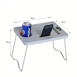 Mesa Plegable Portátil de Plástico para Exteriores, con Portavasos, Bandeja para Aperitivos, Mesa de Picnic y Camping con Patas Plegables - Product Image 2