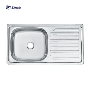 SP-7540A एकल कटोरा प्लेट एकल Drainboard के साथ सस्ते रसोई सिंक 304 स्टेनलेस स्टील सिंक