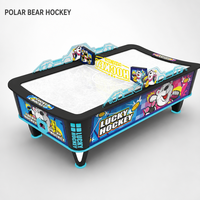 Table de jeu de hockey sur air incurvée pour 2 joueurs, modèle Ours polaire, à monnayeur, en métal, pour centres d'attractions, avec système d'air automatique