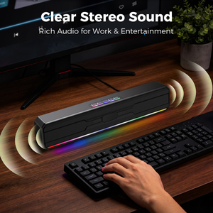 Barre de son de bureau 1Mii Bluetooth avec double interface Type-C/USB, haut-parleurs filaires et lumières <span class=keywords><strong>LED</strong></span> respirantes, barre de son gaming pour PC - Product Image 5