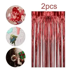 2x rideaux à franges en aluminium, rideau en aluminium, rouge - Product Image 6