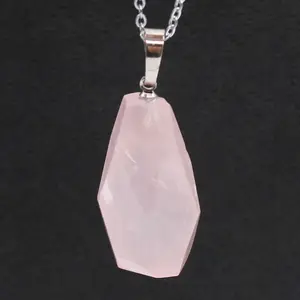 Ciondolo fai da te minerale naturale con pietra di quarzo rosa punto di cristallo di meditazione curativa cristallo regalo cristalli all'ingrosso