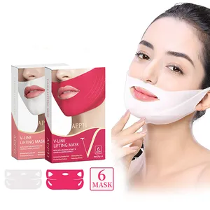 Masker Wajah Anti Keriput 4D Label Pribadi, Masker Pengencang Wajah Bentuk Garis V Pelangsing Dagu Ganda Bentuk V