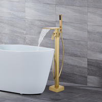 Carré en laiton montage au sol cascade bain douche mitigeur salle de bain mitigeur autoportant baignoire robinet ensemble