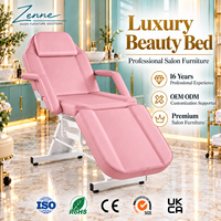 Fauteuil de Beauté de Luxe, Table de Traitement Facial avec Dossier et Accoudoirs Réglables, Trou Facial et Double Tiroirs pour Salon de Beauté et Spa