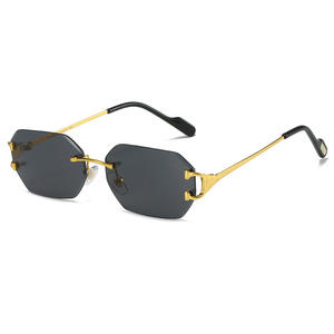 Nouvelles lunettes de soleil sans monture à bords taillés en diamant UV400, style européen <span class=keywords><strong>et</strong></span> américain, petite monture, pour femmes, tendance influenceur - Product Image 5