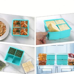 Bac à glaçons en silicone de qualité alimentaire avec couvercle, anti-déversement, résistant aux odeurs, moule à glace à congélation rapide, boîte à glaçons pour boissons estivales - Product Image 3