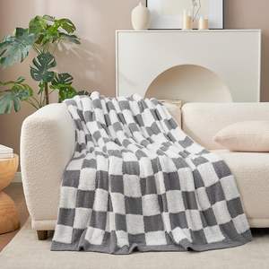 फैशन सोफे कंबल जांच करते हुए मखमली बुना हुआ एयर कंडीशनर छोटे कंबल आधा किनारे मखमली झपकी कंबल - Product Image 4