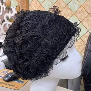 Women's New Fashion Solid Color Pleated Pearl Muslim Headscarf Scarf Pullover Headband <b>Hat</b> Ethnic Style - Product Image 1