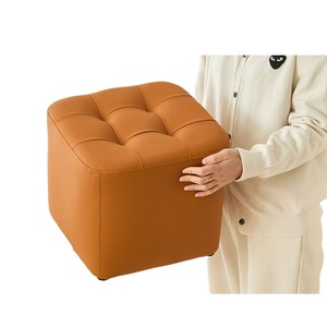 Square Tufted Ottoman <b>Stool</b> For Living Room Home Decor In Cream And Brown Colors - Product Image 5