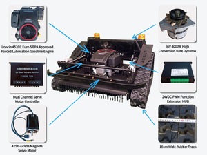 Tondeuse à gazon télécommandée Loncin Engine 452cc 60 °   Débroussailleuse à chenilles en caoutchouc pour pentes, machine à couper l'herbe de jardin - Product Image 2