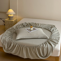 Couvre-lit moderne et simple en coton et lin, teinture réactive unie, absorbant l'humidité, respirant, pour un sommeil décontracté et confortable