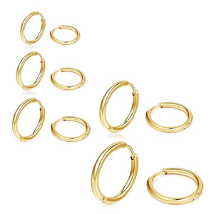 Pendientes de aro de acero inoxidable de 8-16 cm para mujeres y hombres, clips para cartílago de la oreja, diseño redondo y sencillo - Product Image 4