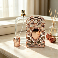 Flacon de parfum en métal, style victorien élégant, double couche, filigrane argenté, flacon pulvérisateur en verre avec bijou bleu