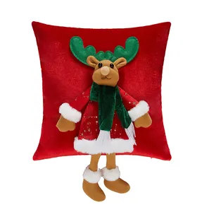 3D lindo Santa muñeco de nieve Reno Navidad funda de almohada vacaciones familia decoración suministros regalo de Navidad